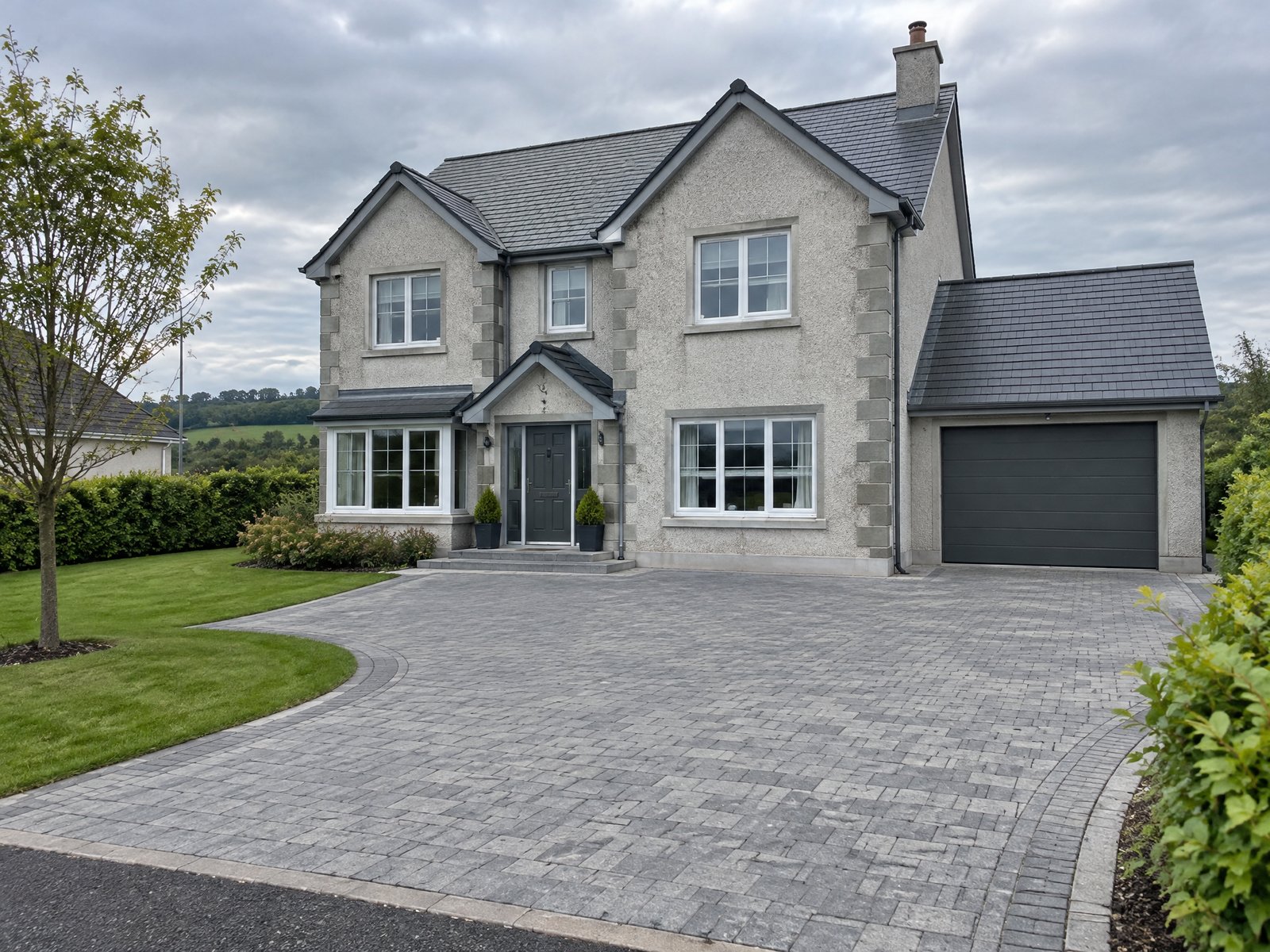 Detached house with new block paving driveway
